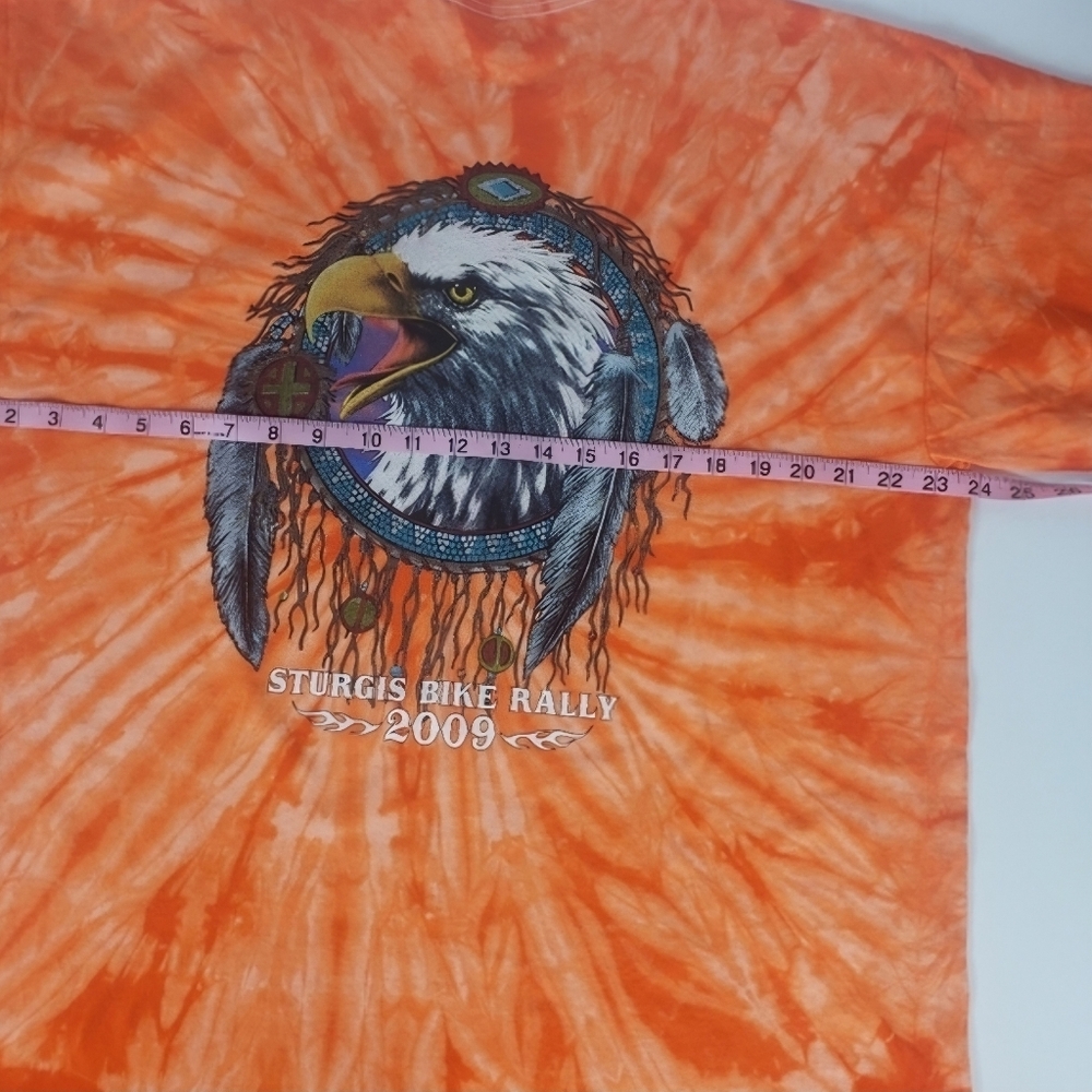 2009 Sturgis Motorcycle Rally T-Shirt Sz XL Orange Tie-Dye Eagle Print Bike Week - Picture 7 of 7